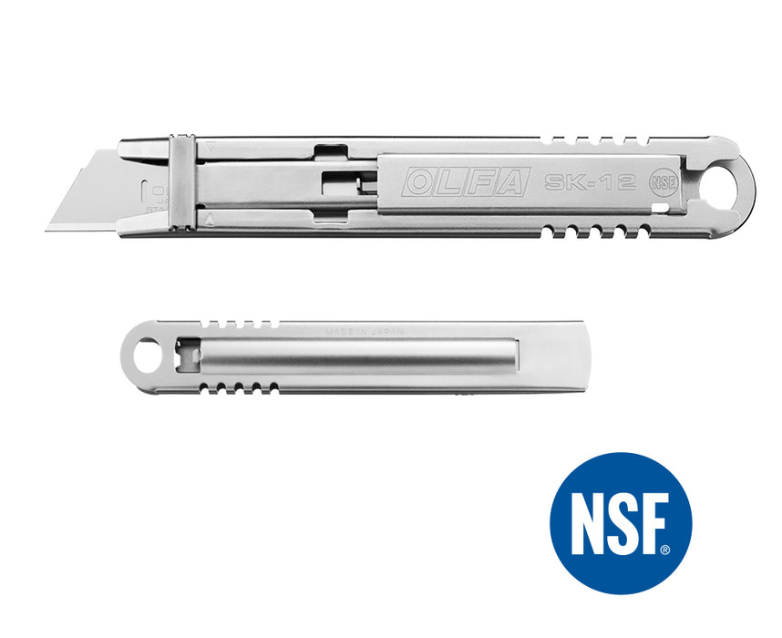 Cutter de seguridad autorretráctil totalmente de acero inoxidable - "OLFA SK-12"